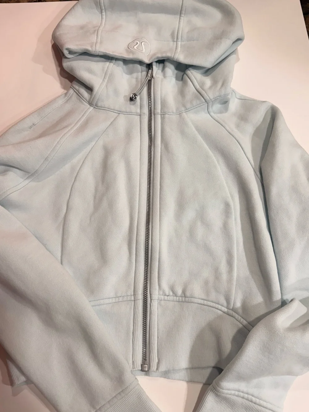 Lululemon Light Blue Scuba Full-Zip Crop Hoodie